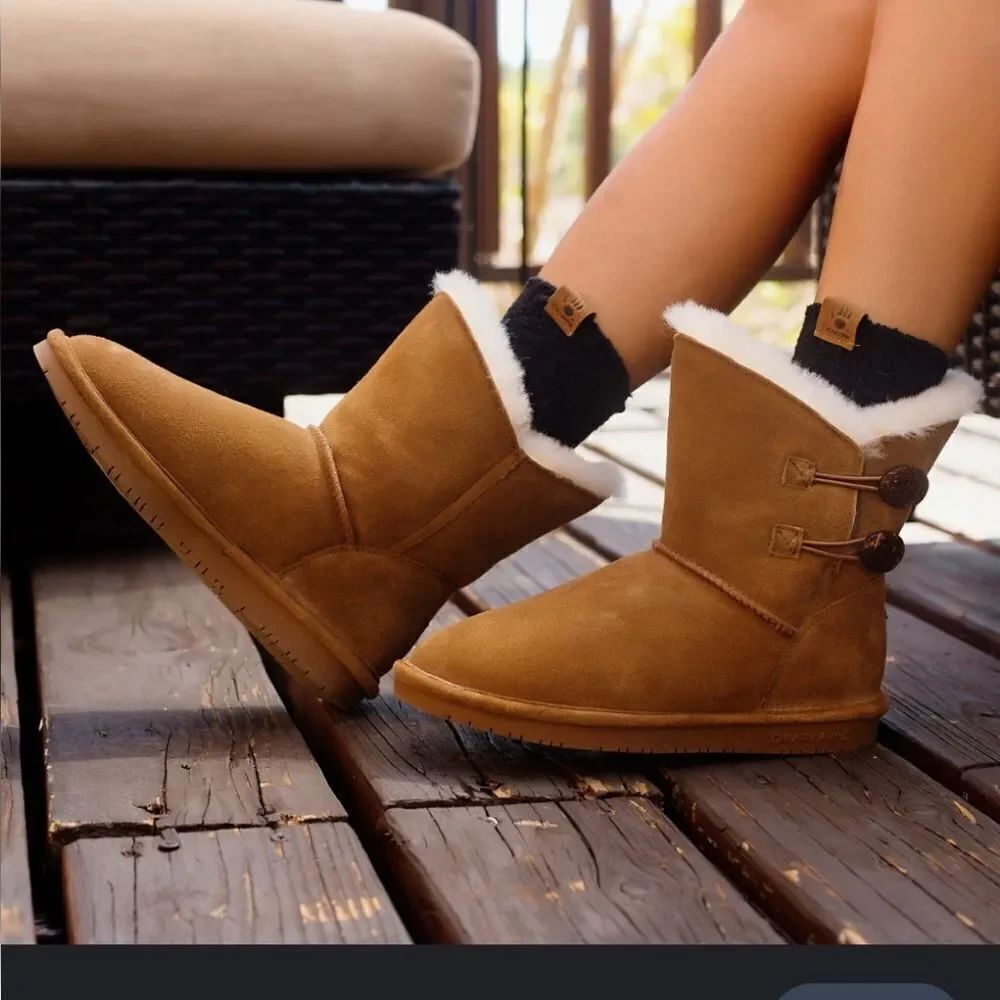 BRAND NEW JUST BE LADIES COG SUEDE ROUND TOE FAUX FUR WOMEN"S BOOTIES